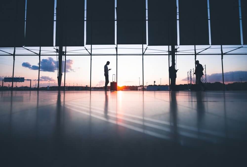 airport-terminal-building-at-sunset