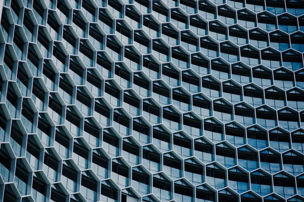 hexagon-glass-cladding-on-a-skyscraper